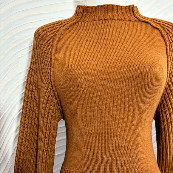 Anthropologie Maeve Mock Neck Raglan Ribbed Sleeve Pullover Sweater - Picture 3 of 8